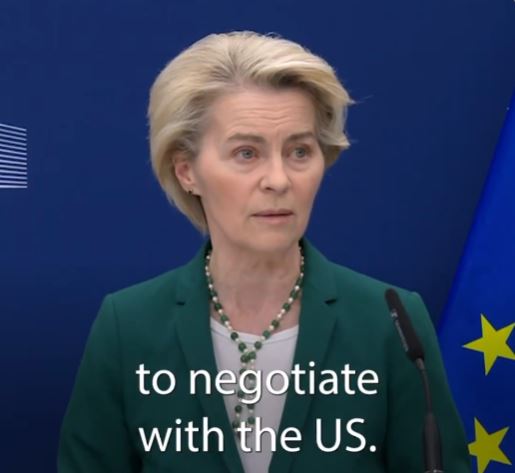 European Commission President Ursula von der Leyen Speech about US tariffs